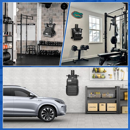 Weight Vest Hanger Wall Mount - Heavy Duty Steel Tactical Vest Wall Mount for Home Gym Gear, Weighted Vest Storage Rack for Backpacks, Body Armor Carrier, Weighted Vest Hook - Hold Up To 200Lbs