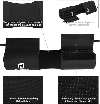 Barbell Pad Set for Squat Hip Thrusts, Upgraded Workout Foam Weight Lifting Bar Cushion Shoulder Neck Support with Anti-Slip Grain, Fits Standard Olympic Bars & Smith Machine
