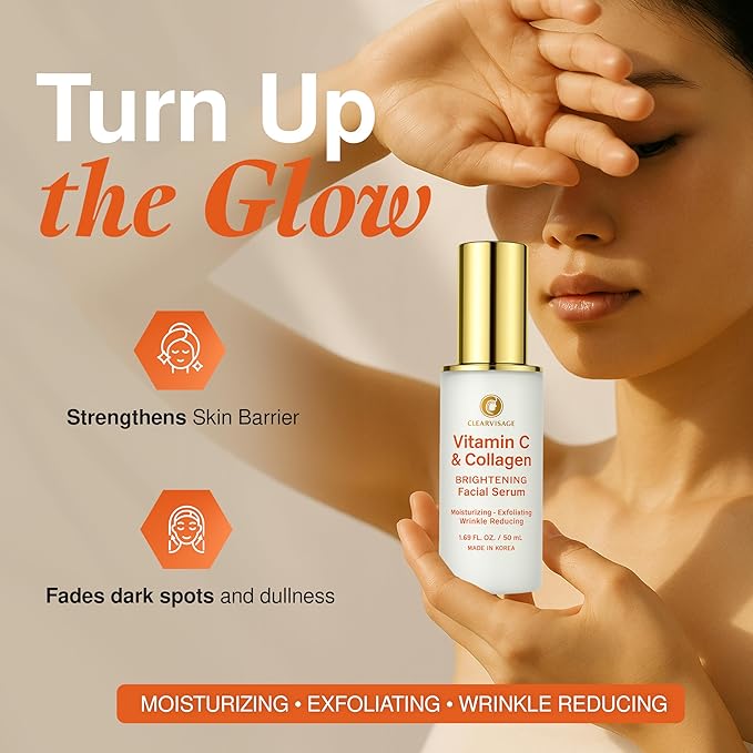 Vitamin C & Collagen Serum - Illuminating Anti-Aging, Luminous Complexion, Brightens Skin - Dermatologist Tested, Korean Skin Care, Cruelty Free, Natural Ingredients - 1.69 fl. oz