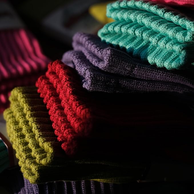 4 Pairs Natural 98% Cotton Crew Socks - Seamless, Breathable, Cozy Fall & Winter Socks for Women & Men