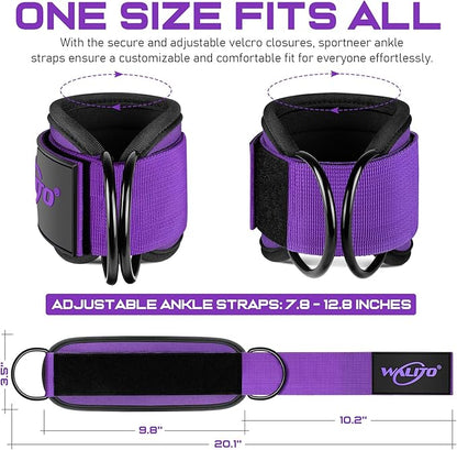 WALITO Gym Ankle Straps for Working Out - Glute Ankle Cuff Kickback Strap, Gym Cable Machine Accessories for Women Glute Leg Extensions, Hip Abductors & Lower Body Exercises Equipment