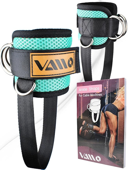 VAIIO Ankle Straps for Cable Machines,Adjustable Comfort fit Neoprene, Reinforce Double D-Ring - Premium Ankle Cuffs to Improve Abdominal Muscles, Lift The Butts, Tone The Legs for Men & Women
