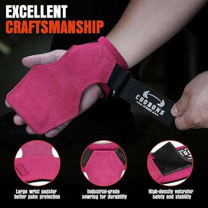 Lifting Wrist Straps for Weightlifting, Double Layer Leather for Weight Lifting Wrist Wraps, Deadlifts, Heavy Powerlifting and Adjustable Wrist Hooks for Strength Training, Gym Workouts Men/Women