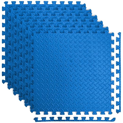 Art3d 24 Sq.Ft Eva Puzzle Exercise Mats, 24"x24" x 1/2" Thick Foam Interlocking Tiles for Gyms, Flooring, Workout, Gym Equipments, Pack of 6, Blue