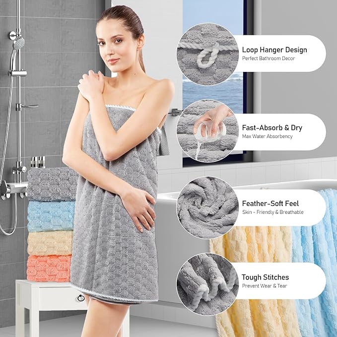 Luxury Microfiber Bath Towels 4-Pack | 8X Absorbent Quick-Dry 27.5x55in (70x140cm) | Ultra Lightweight & Hypoallergenic for Spa, Gym, Travel | Super Soft Bath Sheets Set, 4 Colors
