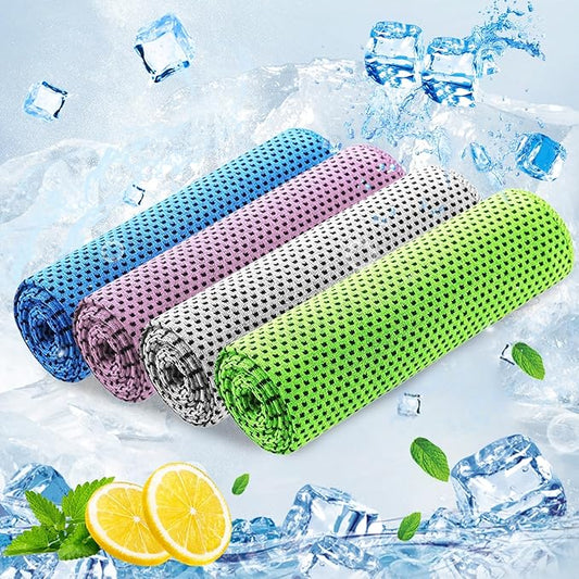 Cooling Towel (36"x12") for Sweat 4pcs Sweat Towels Cooling Towels for Neck and Face Soft Breathable Chilly Sports Towel for Yoga,Gym,Golf,Camping,Running,Fitness,Workout…