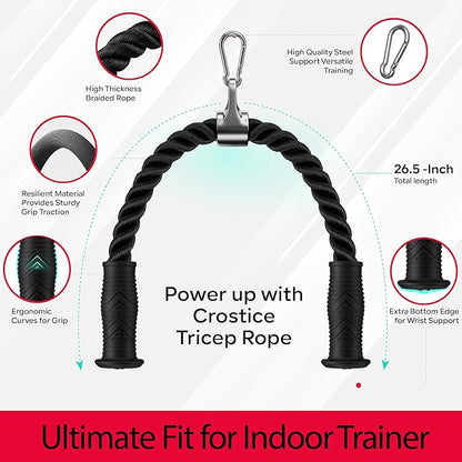 Tricep Rope Compatible with Tonal Machine, Tricep Pull Down Attachment with Ergonomic Comfort Grips, Accessory for Smart Home Gym & Cable Machine, Wrist Support Base, Soft Rub & Heavy Duty
