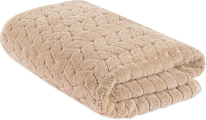 BAGNO MILANO Turkish Bath Towels, Soft Plush Jacquard Luxury Bath Towels, Quick Dry Towel Set (Latte, Bath Sheet)
