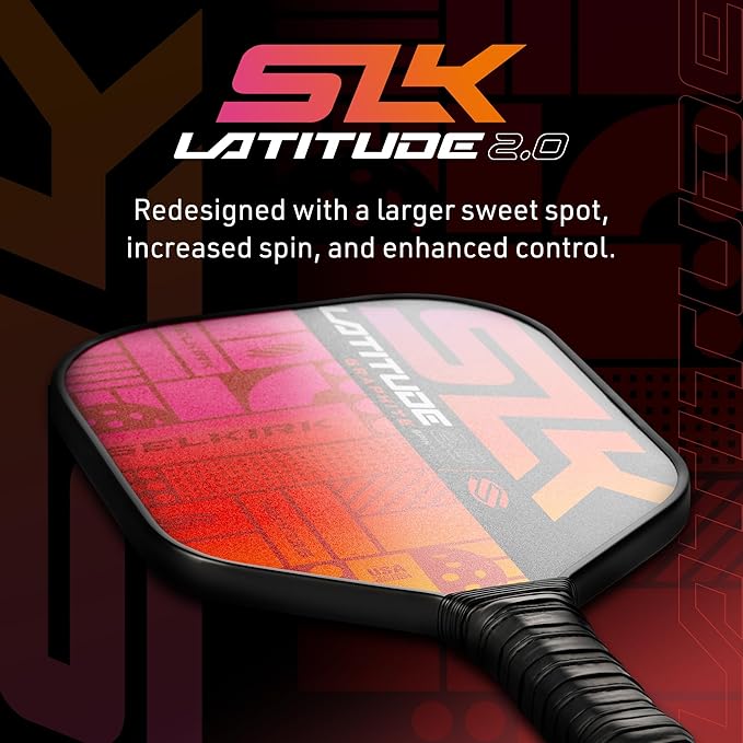 SLK Latitude 2.0 Pickleball Paddle | G4 Graphite Pickleball Paddle Face | Rev-Core+ Technology with SpinFlex Surface | Redesigned for Performance and Control