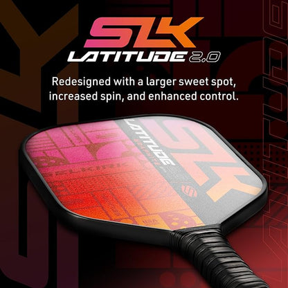 SLK Latitude 2.0 Pickleball Paddle | G4 Graphite Pickleball Paddle Face | Rev-Core+ Technology with SpinFlex Surface | Redesigned for Performance and Control