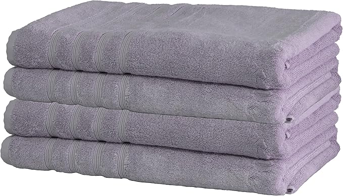 Mosobam Luxury Turkish Towels Set of 4 Bath Sheets 35X70 Lavender Aura 700 GSM Bamboo Viscose & Aegean Turkish Combed Cotton