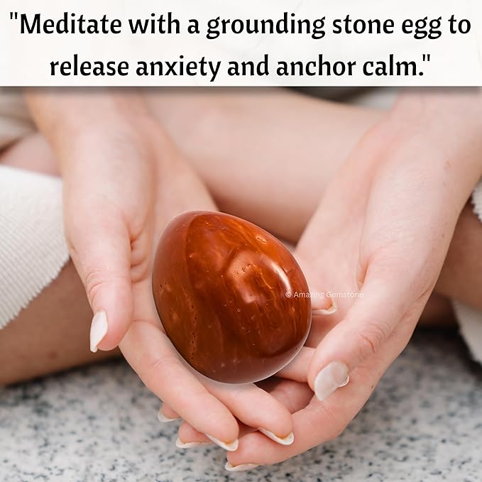 Amazing Gemstone Red Jasper Crystal Yoni Egg, 2 Inches - Premium Crystals and Healing Stones Yoni Egg for Pelvic Floor Health, Natural Healing Crystal Eggs for Meditation and Stress Relief