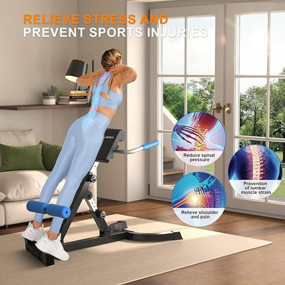 Roman Chair,Foldable Back Extension Machine,Adjustable Ab Back Extension Machine,Core Strength Trainer,Back Exercise Machine for Glute,Ab Workouts,Full All-in-One Body Workout&Home Gym Fitness