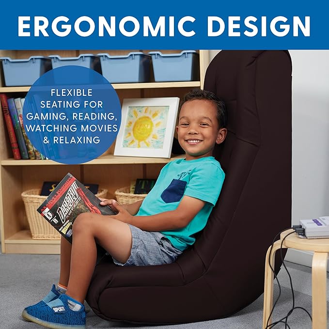 FDP Tufted Floor Rocker for Kids, Teens and Adults; Comfortable, Ergonomic Chair for Reading, Playing Video Games, or Watching TV - Sand, 10488-SD