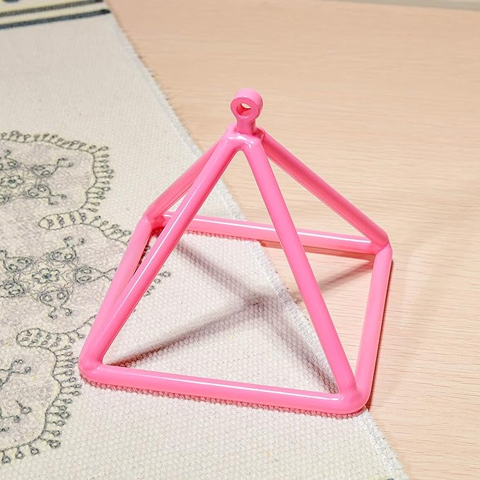 TOPFUND 10" Pink Crystal Singing Pyramid Sound Therapy Instrument with Carrying Case and Quartz Suede Mallet