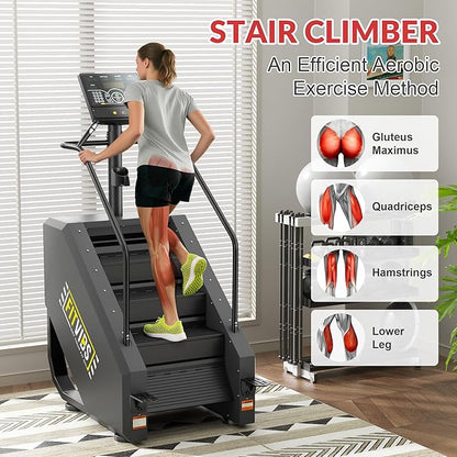 Fitvids Stair Stepper Machine, Commercial Grade Stair Climber with 15 Resistance Levels, Continuous Stair Stepping Machine for Cardio and Lower Body Workouts, LED Screen, Exercise Machine for Home Gym