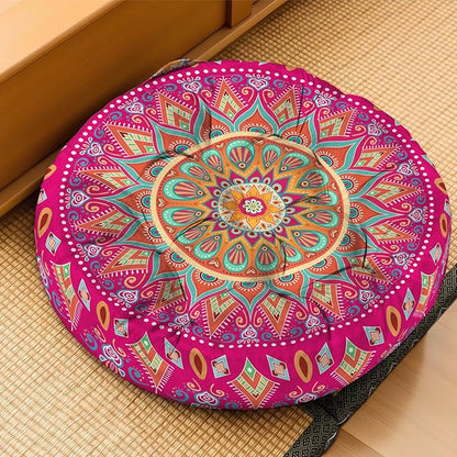 Mandala Meditation Cushion, Boho Meditation Mat, Meditation Pillows for Sitting on Floor, Cushions for Sitting in Home and Outdoor, Round Floor Pillows Cushion Seating for Yoga 22'' X 22''