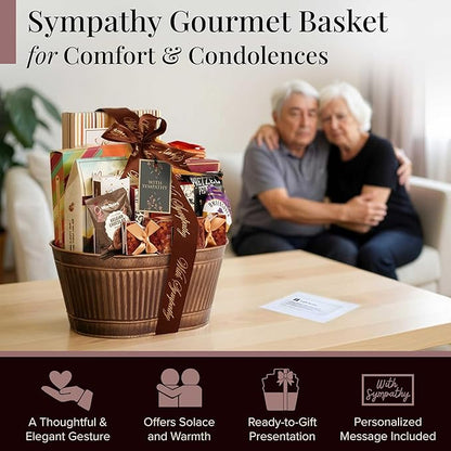 Broadway Basketeers Sympathy Gift Basket – Bereavement & Condolences Care Package, Thoughtful Food Delivery for Loss of Loved One, Comforting Box Present