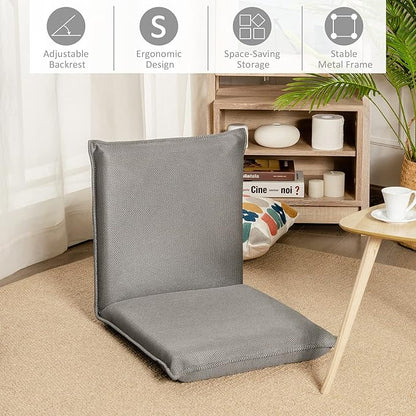 Giantex Floor Chair with Back Support, 6 Adjustable Position, Gaming Chair Floor, Padded Sleeper Bed for Video Gaming Meditation Reading Watching TV, Grey