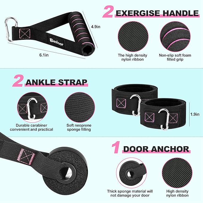 Resistance Band Set. Exercise Bands with Handles, Door Anchor and Ankle Strap. Home Gym, Supports Full-Body Workouts - with Training Guide and Fitness Video