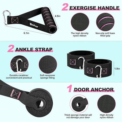Resistance Band Set. Exercise Bands with Handles, Door Anchor and Ankle Strap. Home Gym, Supports Full-Body Workouts - with Training Guide and Fitness Video