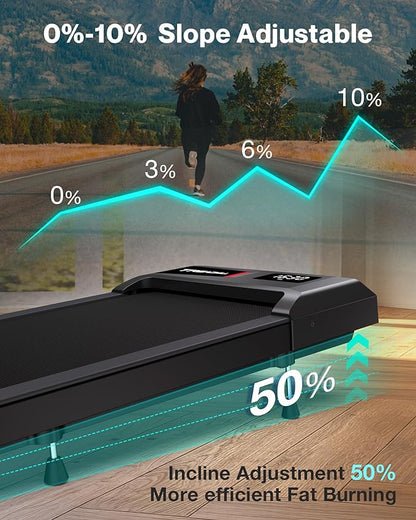 COZYINN 10% Incline Walking Pad - 2.5HP 4MPH/7.6MPH 265/340+lb Capacity Treadmills for Home, Portable Foldable Adjustable Incline Treadmill with Wide Running Area, Mute Control, Works with KINOMAP