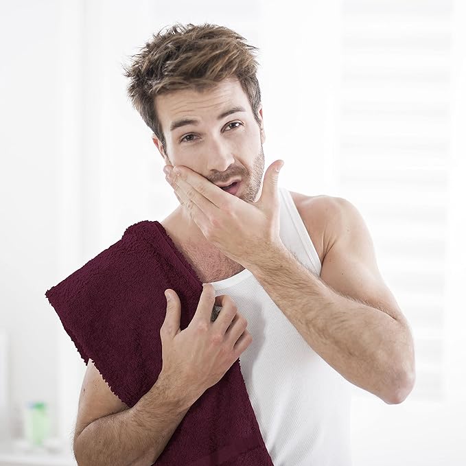 Utopia Towels, Salon Towel, Pack of 24, Not Bleach Proof, 16 by 27 Inches, Highly Absorbent Cotton Towels for Hand, Gym, Beauty, Spa, and Home Hair Care, Burgundy