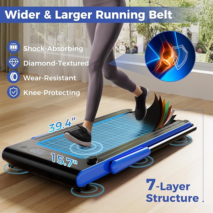GYMAX Walking Pad Treadmill, 3HP Under Desk Treadmills with 340LBS Capacity, LED Display, Remote & APP Control, 3 in 1 Portable Compact Running Jogging Machine for Home Office Gym Exercise