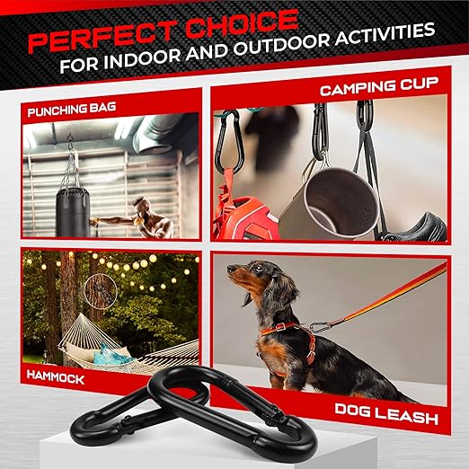 8Pcs 2.36In Spring Snap Hooks, Carabiner Clip, Heavy Duty Rope Connector, Quick Link Carabiners Spring Snap Hooks for Indoor and Outdoor Activity, Camping, Climbing, Fishing, Hiking