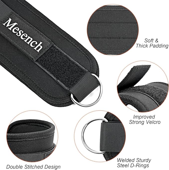 Ankle Straps for Cable Machine Attachments - Gym Ankle Cuff for Kickbacks, Booty Workouts - Ideal for Leg Extensions, Glute Exercises, and Full-Body Workouts - Suitable for Men & Women
