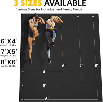 CAMBIVO Large Exercise Mat for Home Workout, 8'x6'/7'x5'/6'x4' (7 mm) Extra Thick Exercise Mat for Home Gym, Shoe-Friendly, Non-Slip Gym Mat for Jump Rope, Weights, Cardio, Fitness