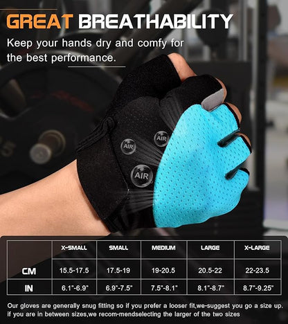 Sunnex Gym Gloves - Fingerless, Breathable Workout Gloves for Weightlifting, Cycling & More