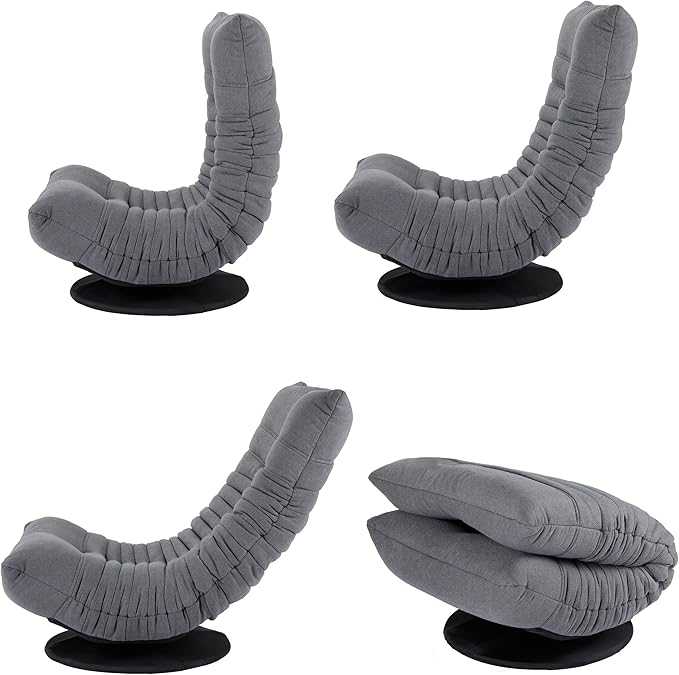 BIRDROCK HOME Swivel Floor Chair - 360 Adjustable Memory Foam Lounge Seat - Gaming - Comfortable Back Support - Cushion Dorm Rocker - Comfy for Reading Game Meditating - Fully Assembled (Grey)