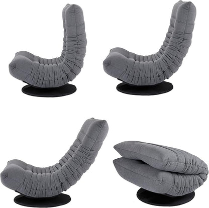 BIRDROCK HOME Swivel Floor Chair - 360 Adjustable Memory Foam Lounge Seat - Gaming - Comfortable Back Support - Cushion Dorm Rocker - Comfy for Reading Game Meditating - Fully Assembled (Grey)