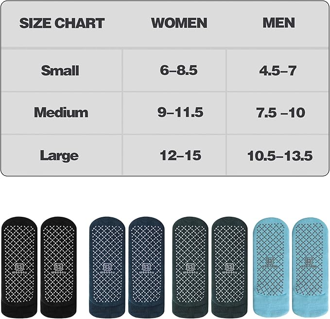 unenow Unisex Non Slip Grip Socks with Cushion for Yoga Pilates Barre Home & Hospital