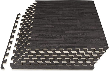 ProsourceFit Wood Grain Puzzle Mat 1/2-in, 6 EVA Foam Interlocking Floor Tiles (24SQ FT) for Secure Indoor Room Workout Flooring and Playmat, Dark Oak