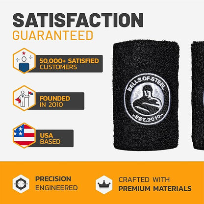 Bells of Steel Kettlebells Wrist Guard BellGuard Wrist Sweatband with Plastic Inserts for Shock Absorption | Gym Wrist Wraps, Wrist Brace for Working Out | One-Size-Fits-All, Pair of Wrist Guards