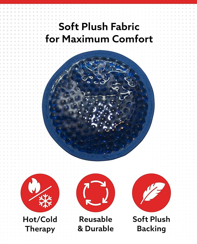 Alpi Circle Plush Gel Ice Packs Reusable & Microwavable – 4”x4” Small Ice Packs for Kids & Adults – Hot or Cold Eye Mask with Beads - Plush Comfort for Muscle Aches & Minor Discomfort – Blue