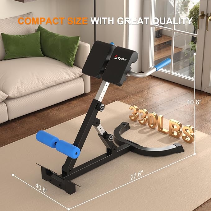 Roman Chair,Foldable Back Extension Machine,Adjustable Ab Back Extension Machine,Core Strength Trainer,Back Exercise Machine for Glute,Ab Workouts,Full All-in-One Body Workout&Home Gym Fitness
