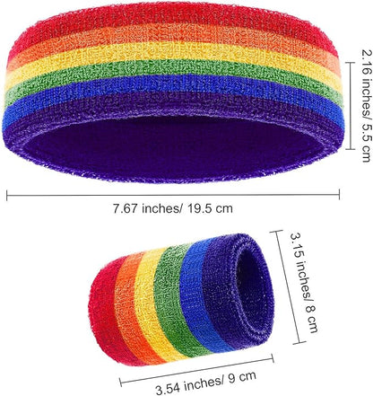 WILLBOND 3 Pcs Sweatbands Set 80s 90s Neon Sports Headband Tennis Striped Sweat Band Sports Competitions Games for Men Women Party Supplies