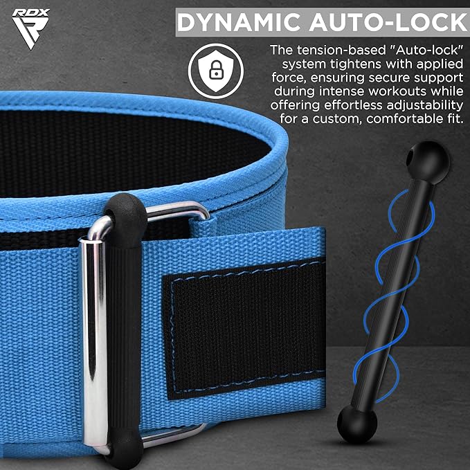 RDX Weight Lifting Belt - AUTO LOCK 4” Premium Adjustable Gym Belt for Olympic Cross Training - Support for Men Women Functional Fitness Workout - WOD Powerlifting Bodybuilding Weightlifting Deadlift