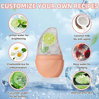 Silicone Facial Ice Cube Roller Massager, Facial Beauty Care Tool, Reusable Face Ice Mold - Brighten Skin, Reduce Puffiness for Face & Eyes (Cyan)