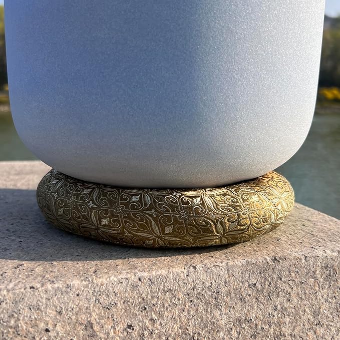 Singing Bowl Cushion for Tibetan Singing Bowls, Handmade Silk Brocade Round Cushion Pillow for Sound Healing and Crystal Sound Bowls Accessories(Brown,6.7 Inch)