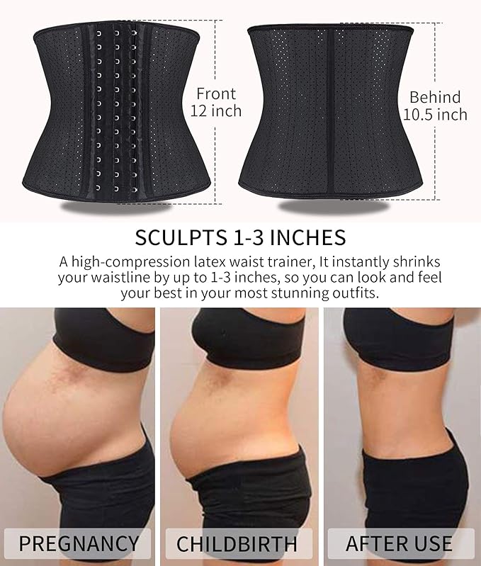 YIANNA Waist Trainer for Women Latex Underbust Waist Cincher Corset Sport Girdle Hourglass Body Shaper