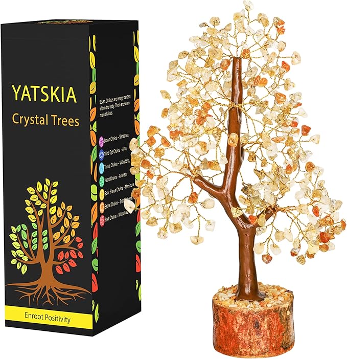 YATSKIA Citrine Healing Crystal - Gemstone Tree, Bonsai Trees, Fake Bonsai, Feng Shui Tree, Crystal Gifts for Women, Arbol De La Abundancia, Crytals and Gemstones, Good Luck Home Decor