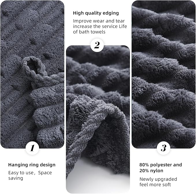 40x80 Inches Oversized Bath Sheets Extra Large Bath Towels Set of 6 for Adults Super Soft Quick Dry Lightweight Lint Free Absorbent Stripe Microfiber Shower Towels (Charcoal Grey, 6 Piece)