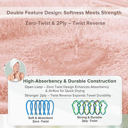 Comfort Spaces Towel Set for Bathroom 12 Piece Luxury Bath Towel Set 4 Hand Towel for Bathroom 4 Washcloth 4 Large Bath Pink Towel Sets 100% Cotton Quick Dry Towel Zero Twist Soft Lightweight Blush