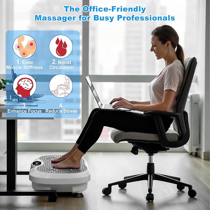 Vibration Plate Exercise Machine for Lymphatic Drainage, Whole Body Fitness Workout Equipment Stand Shake Board Sport Gym for Weight Loss Fat Burner for Women Men