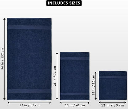 Utopia Towels 8 Piece Premium Towel Set, 2 Bath, 2 Hand, and 4 Wash Cloths, 600 GSM 100% Ring Spun Cotton, Highly Absorbent Towels for Bathroom, Gym, Hotel, and Spa, Navy Blue