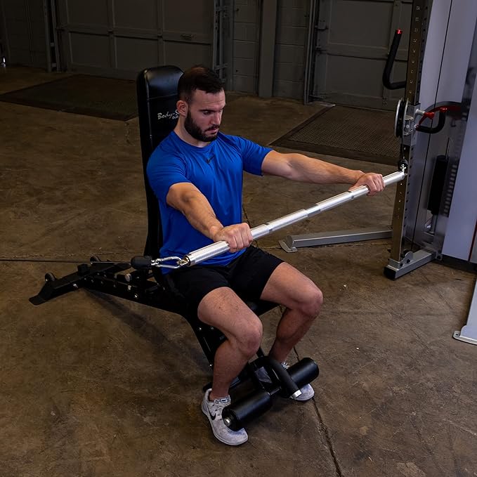Body-Solid MB100A Aluminum Double Swivel Bar for Dual-Stack Functional Trainers, Knurled Grip 220lbs Weight Capacity, Perfect For Shoulder Presses, Biceps & Triceps Exercises, 42 in long